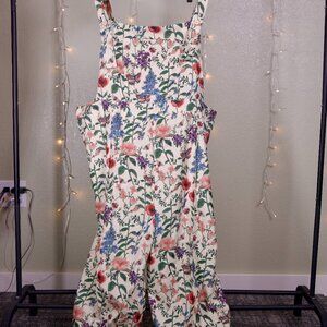 Viral Floral Corduroy Overalls - Cider - Size 4XL Plus Size